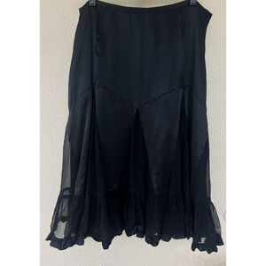 VTG Alfani Black Silk Ruffle Lettuce Sheer Skirt 12 Whimsigoth Fairy Grunge
